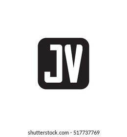 Initial letters JV rounded square shape monogram black simple logo