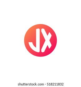 Initial letters JX circle shape red orange simple logo