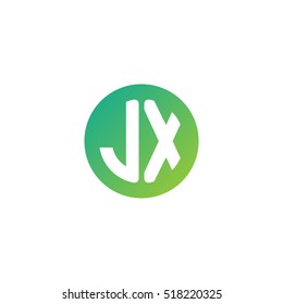 Initial letters JX circle shape green simple logo
