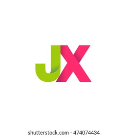 Initial letters JX overlapping fold logo green magenta