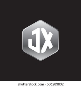 Initial letters JX rounded hexagon shape silver modern logo