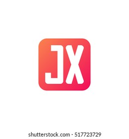 Initial letters JX rounded square shape red orange simple logo