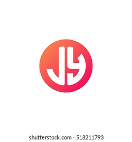 Initial letters JY circle shape red orange simple logo