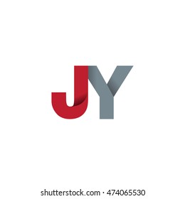 Initial letters JY overlapping fold logo red gray