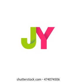 Initial letters JY overlapping fold logo green magenta