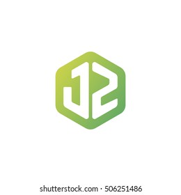 Initial letters JZ rounded hexagon shape green simple modern logo
