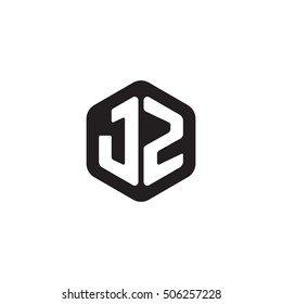 Initial letters JZ rounded hexagon shape monogram black simple modern logo