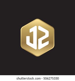 Initial letters JZ rounded hexagon shape gold modern logo