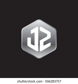 Initial letters JZ rounded hexagon shape silver modern logo