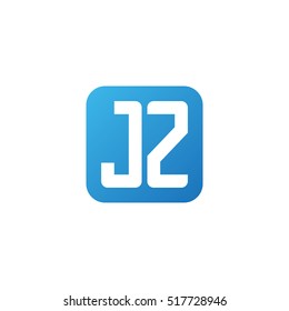 Initial letters JZ rounded square shape blue simple logo