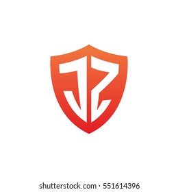 Initial letters JZ shield shape red simple logo