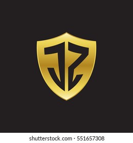 Initial letters JZ shield shape gold logo