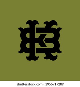 Initial letters K, 8, K8 or 8K overlapping, interlock, monogram logo, black color on green background