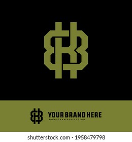 Überlappende Anfangsbuchstaben K, 8, K8 oder 8K, Verriegelung, Monogramm-Logo, grüne Farbe auf schwarzem Hintergrund