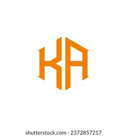 Initial letters KA hexagon box shape logo