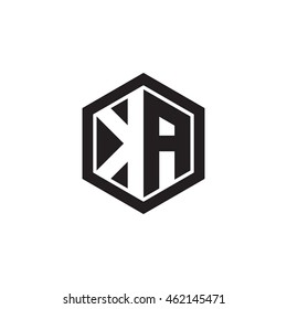 Initial letters KA negative space hexagon shape monogram logo
