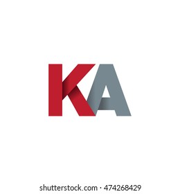 Initial letters KA overlapping fold logo red gray