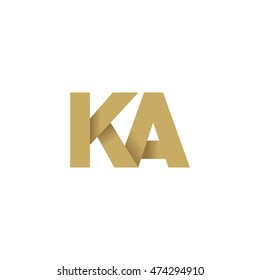 Initial letters KA overlapping fold logo brown gold