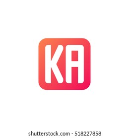 Initial letters KA rounded square shape red orange simple logo