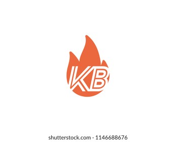 Initial letters KB in fire. Logo vector