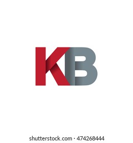 Initial letters KB overlapping fold logo red gray