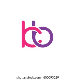 Initial letters kb, round linked overlapping chain shape lowercase logo modern design pink purple
