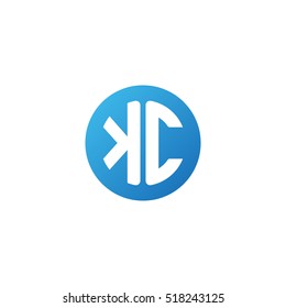 Initial letters KC circle shape blue simple logo