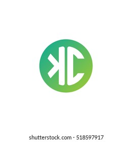 Initial letters KC circle shape green simple logo