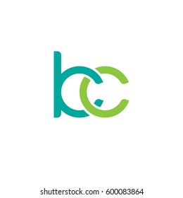 Initial letters kc, round linked overlapping chain shape lowercase logo modern design modern green