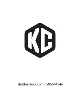 Initial letters KC rounded hexagon shape monogram black simple modern logo