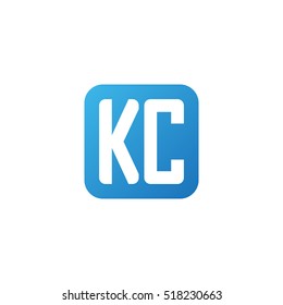 Initial letters KC rounded square shape blue simple logo