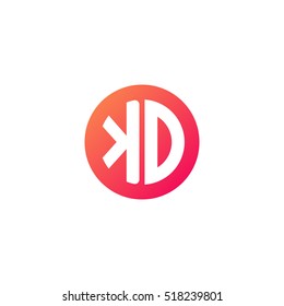 Initial letters KD circle shape red orange simple logo