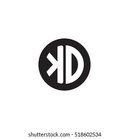 Initial letters KD circle shape monogram black simple logo