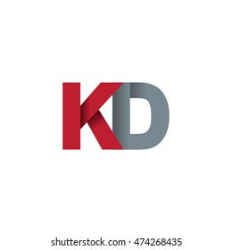 Initial letters KD overlapping fold logo red gray