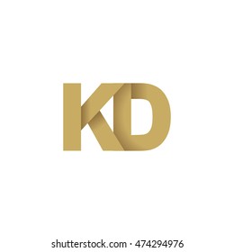 Initial letters KD overlapping fold logo brown gold