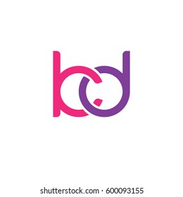 Initial letters kd, round linked overlapping chain shape lowercase logo modern design pink purple