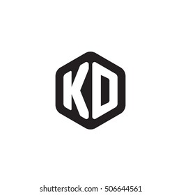 Initial letters KD rounded hexagon shape monogram black simple modern logo