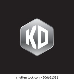 Initial letters KD rounded hexagon shape silver modern logo
