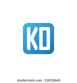 Initial letters KD rounded square shape blue simple logo