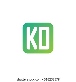 Initial letters KD rounded square shape green simple logo
