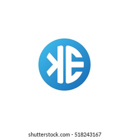 Initial letters KE circle shape blue simple logo