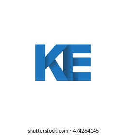 Initial letters KE overlapping fold logo blue