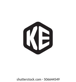 Initial letters KE rounded hexagon shape monogram black simple modern logo