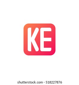 Initial letters KE rounded square shape red orange simple logo