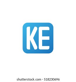 Initial letters KE rounded square shape blue simple logo