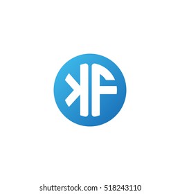 Initial letters KF circle shape blue simple logo