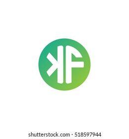 Initial letters KF circle shape green simple logo