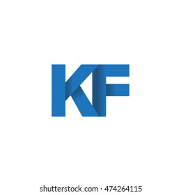 Initial letters KF overlapping fold logo blue