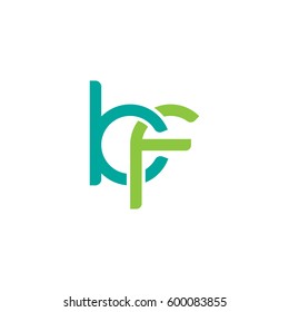 Initial letters kf, round linked overlapping chain shape lowercase logo modern design modern green