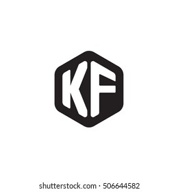 Initial letters KF rounded hexagon shape monogram black simple modern logo